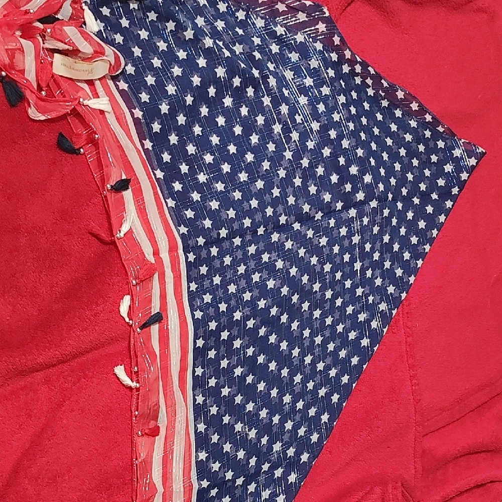 Stein Mart Red Scarf with Stars and Stripes - Picture 11 of 11